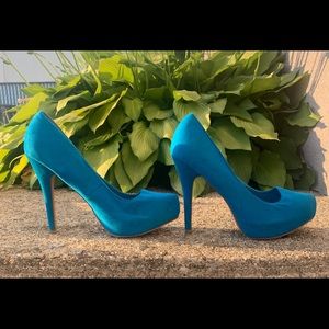 Qupid Turquoise Heels